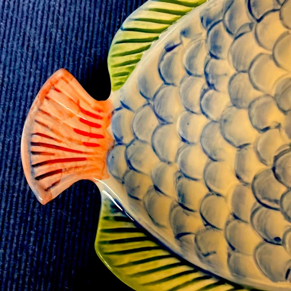 Pier 1 imports hand painted, flawless, porcelain tropical fish dish.